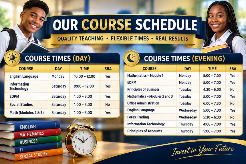 CXC Classes Schedule