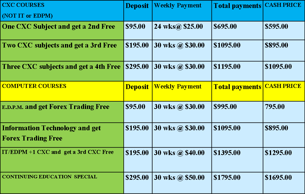 Online CXC classes Instalment Plan
